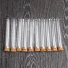 10 pièces/lot Tube à essai à fond rond en plastique Transparent avec bouchons en liège Tubes à thé parfumés vides comme le verre 18x100mm