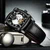 Tevise Fashion Mens Automatic Watches Moon Phase Tourbillon Meccanico orologio da uomo in pelle Sport Orologio da polso Relogio Masculino