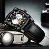 TEVISE Mode Herren Automatische Uhren Mondphase Tourbillon Mechanische Uhr Männer Leder Sport Armbanduhr Relogio Masculino292g