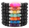 Schwarzer Lavastein Imperial Chakra Perlen Ätherisches Öl Diffusor Armband Balance Yoga Schmuck GD127