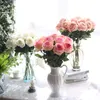 Nya 10st / Lot Bröllopsdekorationer Real Touch Material Konstgjorda Blommor Rose Bouquet Hemma Party Fake Silk Single Stem Blommor Blommor