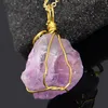 Натуральный камень женский кулон ручной работы цветной линии обернулся оригинальное ожерелье аметистовый розовый кварцевый мода простой