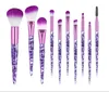 10Pcs Glitter Makeup Brushes Wood Handle Eye Shadow Brush Facial Cosmetic Beauty Brush Powder Makeup Set