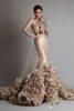 Роскошные роскошные платья выпускного вечера Gold Mermaid 2019 One Bee Bear ruffles Южноафриканские вечерние платья для вечеринок Знаменитости Vestidos de Festa