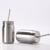 Pot Mason en acier inoxydable simple 700 ml tasse Mason avec couvercle paille café bière jus tasse mason canettes tasse à boire KKA6943