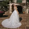 Flor Mistrelli vestido de novia con cuello en V apliques de encaje lentejuelas rebordear vestido de novia tren de barrido hecho a medida Boho Vestidos De Novia