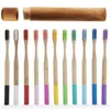 17 cores Bamboo Toothbrush Conjunto com tubo de bambu macio escova de dentes escovas de dentes de viagem embalagens para adulto higiene oral branqueamento