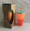 24oz Magic Color Changing Cup Tumblers Plast Drinking Cup med lock och halm Candy Colors Magic Kaffe Kopp BPA Gratis!