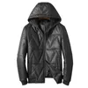 Luxury Men Sheepskin Down Jacket Winter Leather Down Coat Hooded Parkas White Duck Down Padded Windbreaker Outerwear Overcoat Waterproof