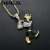 Mens Hip Hop Jewelry Cartoon Popeye Pendant Necklace Two Tone Color Iced Out Zircon Stone Jewelry Homme247R