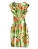 카람 볼라 인쇄 여성의 시스 드레스 라운드 넥 캡 슬리브 캐주얼 드레스 04K885