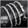4MM 925 Sterling zilveren Ed Touw ketting 1630 inch Vrouwelijke Luxe Hoge kwaliteit ketting Voor dames heren Mode-sieraden in bulk5693498