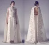 Robes de soirée arabes Zuhair Murad col haut longues robes de bal Applique fendue devant meilleure robe de célébrité formelle