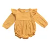 Toddle Sólidos macacões outono do bebê macacãozinho recém-nascido Fly luva Ruffle Bodysuit Meninos Suba roupa infantil roupa do bebê Designer A6386 3-24M