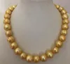 Vacker 12-13mm South Sea Gold, Barock Pearl Necklace 18 inches Silver