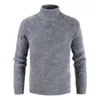 Mens turtleneck stickad tröja cashmere ull vinter tröja män långärmad varmare casual botten pullover man