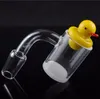 25mm XL XXL Quartz Banger Nail 4mm Thick Opaque White Bottom Flat Top & Colored Duck Cactus Carb Cap for Dab Rigs Glass Bong