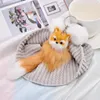 cute fluffy bowknot fox ball key chain rings pompom real fur charm keychain car bag ring women jewelry