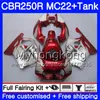 Injection + Réservoir Pour HONDA CBR 250RR CBR250RR 90 91 92 93 94 263HM.3 MC22 CBR 250 CBR250 RR 1990 1991 1992 1993 1994 stock Carénage rouge foncé