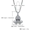 Colar Octopus Hip Hop animal pingente banhado a ouro prata para fora congelado Zircon Mens jóias de Bling