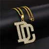 Fashion Men Hip Hop Brief DC Big Anhänger Halskette Schmuck Vollstunde Design 18K Gold plattiert Kette Punk Halsketten für Herren GI6231334