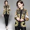 New 2019 Autumn Womens Tops And Blouses Long Sleeve Baroque Pattern Print Chiffon Blouse Ol Work Wear Blusas Ladies Office Shirt J190618