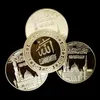 100 Stück, Saudi-Arabien, Bismillah, arabischer Islam, Moslem, religiöse Münze, 24 Karat echt vergoldet, 40 mm, Souvenir kostenlos, brandneue Münze