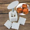 16 sztuk / zestaw wielokrotnego użytku Okrągły Kwadrat Press Moon Cake Cookie Maker Stamp Formy Mid-Autumn Festival DIY Decoration T200703