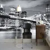 Özel 3D Photo Duvar Kağıdı Modern Şehir Avrupa Ve Amerika Gece Görünümü Manhattan Köprüsü Salon Duvar Resmi Koltuk Arkaplan