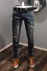 2023 Mens Designers blossade jeans Hip Hop Spliced ​​Fleared Jeans Ejressed Ripped Slim Fit Denim Trousers Mans Streetwear Washed Pants Storlek 28-38