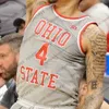 Custom Ohio State Buckeyes 2020 Grey Retro Basketbal Rood Wit #3 DJ Carton 34 Kaleb Wesson 23 James Conley Craft Russell LeBron Jersey