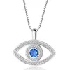 Azul mal de ojo colgante collar de lujo cristal CZ clavícula collar plata oro rosa joyería tercer ojo circón collar moda regalo de cumpleaños