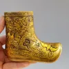 Antique pure copper dragon and phoenix Chengxiang boots dragon shoes step by step high rise pen shoes shoes incense burner craft decoration