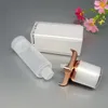 15 30 50ml Acrylic Airless Vacuum Pump Travel Bottles Set Refillable Portable Cosmetic Container Lotion Cream Jars With Liner White and Gold