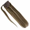 Ponytail Clip in Hair Extensions, 20 Inch Ombre Two Tone Long Straight Clip in/on Hair Extension Human hair Drawstring Ponytail Grey/Black