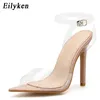 Eilyken Shoes Kadın Sandalet Gladyatör Pompalar Seksi Açık Toe Yüksek Topuklu PVC Şeffaf Klasik Düğün Zapatos Mujer