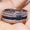 Choucong Ny Ankomst Hot Sale Mode Smycken 10kt Vitguldfyllning Princess Cut Blue Sapphire CZ Diamant Män Bröllop Band Ring för älskare