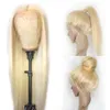 Blonde Lace Front Wig Brazilian Straight Simulation Human Hair Wigs Pre Prukced Синтетический кружевный парик 180 Плотность 613 Кружевное переднее парик