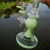 Bong in vetro inebriante verde viola Soffione doccia Perc Oil Dab Rig Tubi per acqua in vetro da 7 pollici Bong per acqua in vetro design piramidale con ciotola da 14 mm