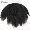 Indien Naturel Noir 8 à 26 120g Bouclés 3A 3B 3C Afro Crépus Bouclés Clip Ins Bande Élastique Cravates Cordon Queue de Cheval Vierge Extension de Cheveux Humains