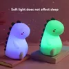 Silicone dinosaur white led multi-color changing integrated rechargeable night light for bedroom gift for children soft light