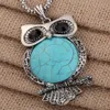 Partihandel-Free Shipping Owl Turkos Smycken Satser Inlagda Turkos Halsband Örhängen Set Fashion Smycken Satser TS0005