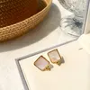 Fashion-New Fashion Brand Delicate Beautiful Malachite Gold Small Squares Earrings For Women Charm love Earrings Jewelry