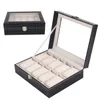 Кожаные часы PU кожа 2 3 5 6 10 12 20 24 Grids Storage Organizer Box Display Case277i