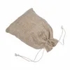 Cadeau cadeau utile et durable sac de jute sac bijoux en lin pour la fête de mariage bricolage artisanat maison fournitures de stockage de vacances 9.5x12.5cm1