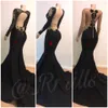 Black Sheer V Neck Prom Dresses Split Side High Mermaid Long Sleeves Black With Gold Lace Applique Evening Gowns Formals Wear Spec1097096
