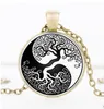 Fashion Tree of Life Pendant Necklaces Time Gem Cabochon Glass charm Silver Black Bronze Link chain For women Men s Luxury Jewelry