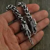 Dragon Scale Armband Chain Real Pure 925 Sterling Silver Double Heads Vintage Punk Rock Retro Style Men smycken CX200706232Z