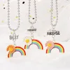 2020 Collana con ciondolo con cuciture Best Friends in acciaio inossidabile della Boemia per donna Collana floreale arcobaleno con amicizia Puzzle Choker BFF