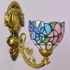 Lámpara de pared de un solo cabezal de gama alta, iluminación de vidrio artesanal a juego de colores retro, lámpara cálida de modelado de estilo barroco para dormitorio y pasillo